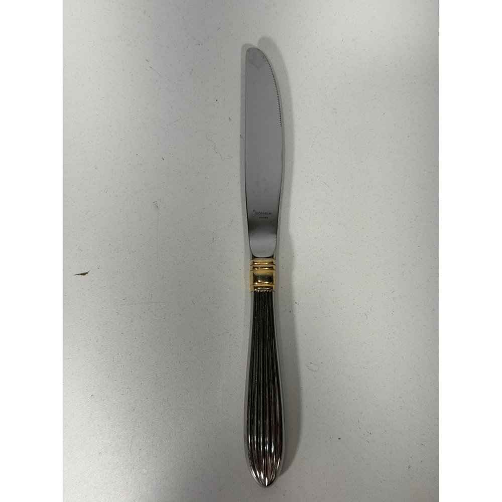 Gorham La Scala Gold Stainless Steel Dinner Knife Ribbed Handle 9.25 Inch